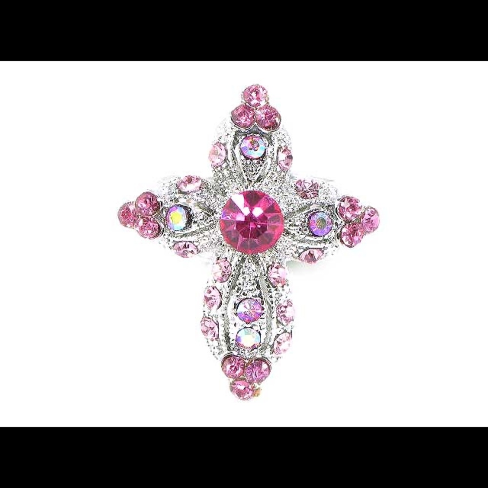 Austrian crystal cross cocktail ring